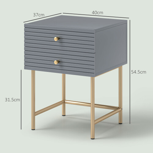 Set of Two Elegant Bedside Tables - Grey/Gold-Tone 1