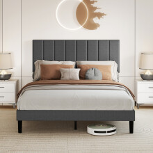 Levede Double Linen Bed Soft Foam Headboard