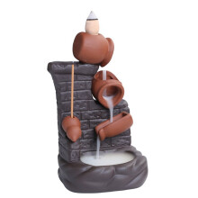 The Brick Wall Water Vat Waterfall Backflow Incense Burner Handmade Clay Incense Stick Holder for Home Relaxation