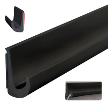 Premium 5M J Shape RV Rain Gutter, Self Adhesive TPE Roof Water Drainage Channel for Caravan Motorhome Truck Boat Car Window Rain Deflector Black