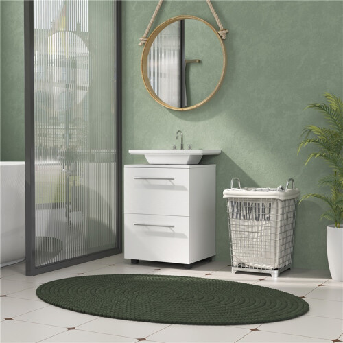 HOMCOM Badkamerkast met lade, compacte opbergruimte, wit 2