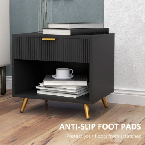 Elegant Bedside Table, with Drawer and Shelf