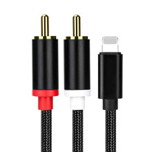 Divisor USB L A 2 RCA y para 6, 7, 8 , X, XR, XS, 11, 12, 13, 14 Pro Max SE, Conector de Audio para TV y Coche, Cable Largo de 3 Metros.