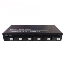 6Port 10/100M Ethernet 6 Fiber Port 25KM 2UTP RJ45 Fiber Optical Transceiver Optical Media Converter US Plug