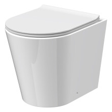 Baswich Contemporary Round Rimless Back to Wall Toilet Pan with Soft Close Sandwich Seat