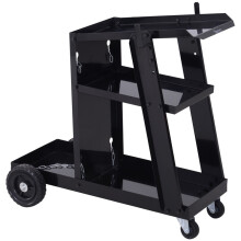 Chariot de soudage DURHAND, 3 étagères, roues, acier, noir