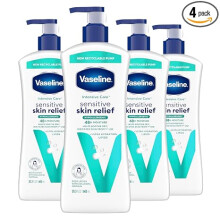 Vaseline Intensive Care Body Lotion 4 Pack Sensitive Skin Relief For Dry Skin With Colloidal Oatmeal and Ultra-Hydrating Lipids 20.3 oz