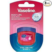 Vaseline Lip Therapy Rosy Lips Mini 8-Pack - Rose-Tinted Lip Balm, Moisturizer for Soft, Pink Lips, 0.25 Oz Ea
