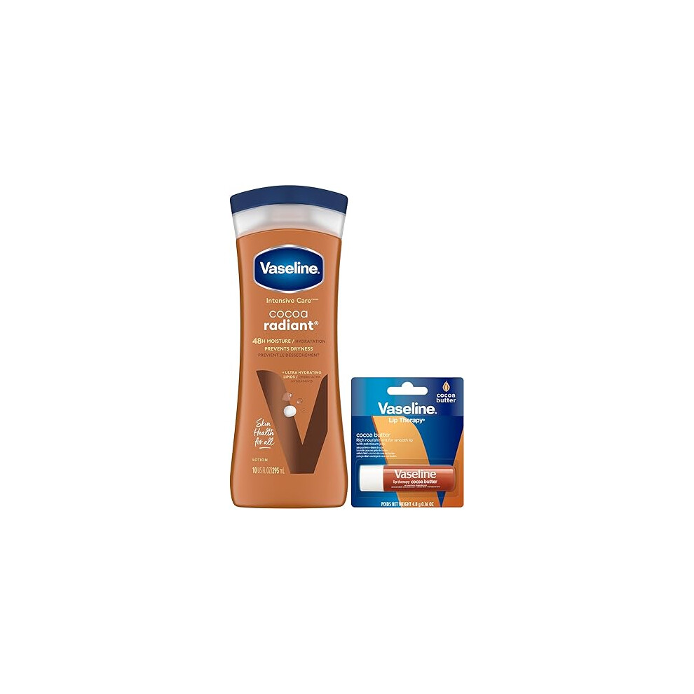 Photos - Cream / Lotion Vaseline Intensive Care Cocoa Radiant Hand & Body Moisturizer + Lip Therapy with Cocoa Butter for Healing Dry Skin & Lips
