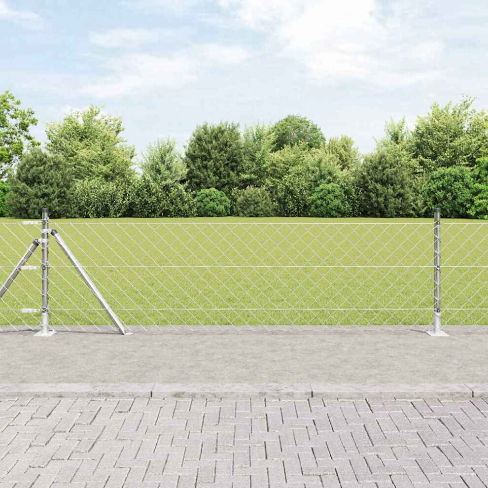 Vidaxl Welded Wire Fence With Concrete Base 10 X 0.6 M Silver Mesh