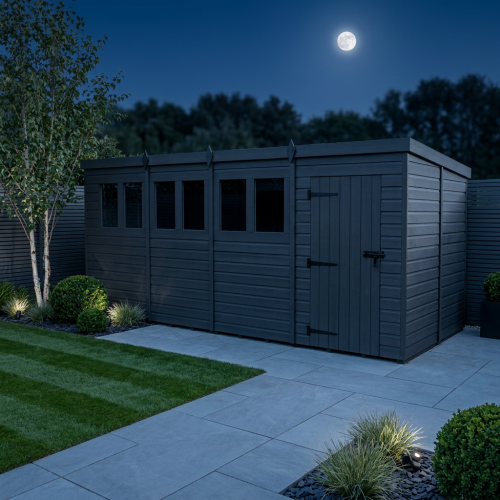 19x8 Pent Composite Shed Tanalised (Single Door, With Windows) 2