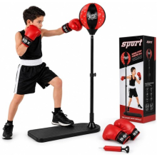 Kids Punch Ball with Stand - Height Adjustable 85-130cm Free Standing Boxing Set