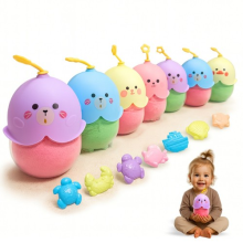 Play Sand for Kids, 1 Random Colour Magic Sand with 1 Cute Beaver Container & 1
