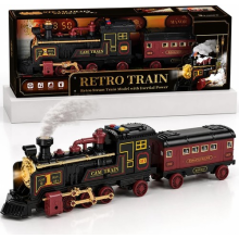 Kids Steam Train Toy Realistic Smoke Effect Light & Sound Inertia Power Engine