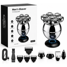 6in1 Trim Pod Head Shaver Grooming Kit IPX7 Waterproof LED Display Dual Charging