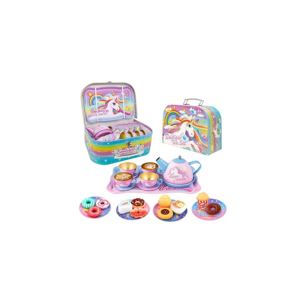 Photos - Construction Toy Tea Set for Kids 27 PCs Afternoon Tea Party Set with Carry Case Pretend Play Toy