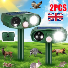 2PCS Ultrasonic Garden Deterrent Repeller Animal Bird Cat Scarer Pest Fox Dog UK