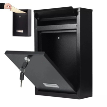 Large Black Lockable Post Box Outdoor Wall Mounted Letterbox with Keys UK Seller
