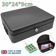 Security Lock Box Fireproof Large Chest Cash Safe Keys Document Home Office Box