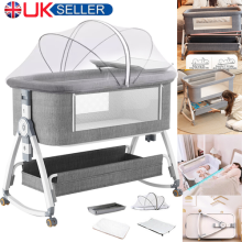 3-in-1 Baby Bedside Crib Sleeper Bassinet Safe Co-Sleeping Storage Adjustable