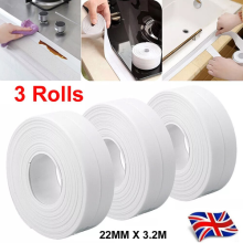 3PCS Bathroom Self-Adhesive Caulk Strip Sealant Tape Toilet Wall Sealing Trim