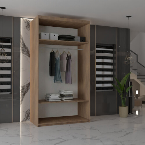 MN Furniture (Walnut 90cm) Modern Double Mirrored Sliding Wardrobes 1