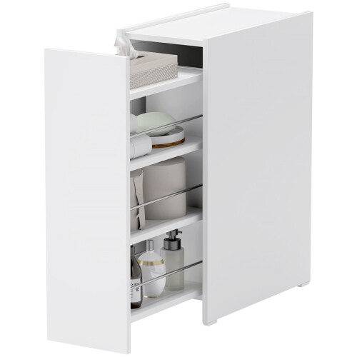Narrow Bathroom Cabinet with Drawer, Freestanding Storage, White 1