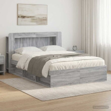 vidaXL Bed Frame with Storage Grey Sonoma 160 x 200 cm Engineered Wood