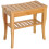 Bamboo Shower Stool with Shelf, Bathroom Seat, Natural 2