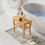 Bamboo Shower Stool with Shelf, Bathroom Seat, Natural 4
