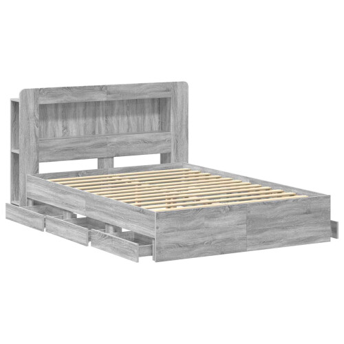 VidaXL vidaXL Bed Frame with Storage Grey Sonoma 160 x 200 cm Engineered Wood 1