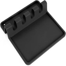 Silicone Utensil Rest Heat Resistant Spoon Holder for Stove Black