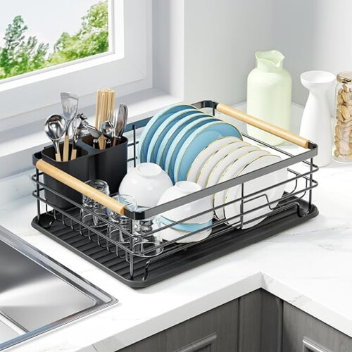 Dish Drying Rack Kitchen Counter Small Metal Dish Rack Black