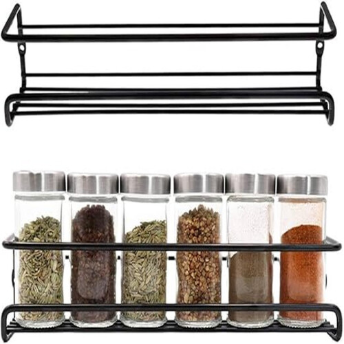 2 Pack Wall Mounted Spice Rack Kitchen Organizer Pantry Storage Shelf