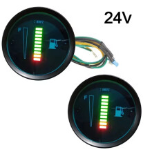 24V Universal 52mm Car Motorcycle Fuel Level Meter Gauge 8 LED Light Display