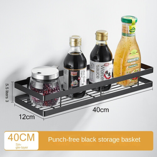 Wall Mount Spice Rack Organizer Kitchen Shelf Black
