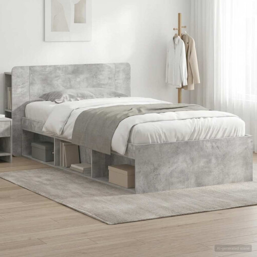 VidaXL vidaXL Bed Frame with Storage Concrete Grey 100 x 200 cm