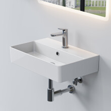HOROW White Ceramic Countertop Basin 56x36cm Modern Bathroom Vanity Wash Sink