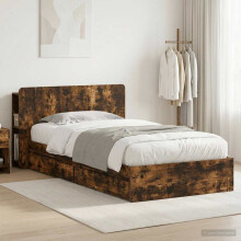 vidaXL Bed Frame with Storage Smoked Oak 100 x 200 cm Engineered Wood