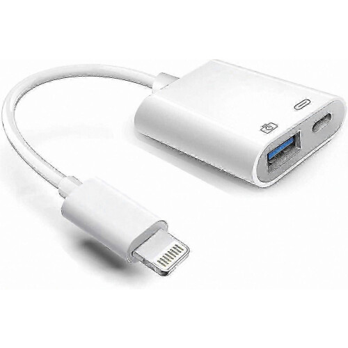 USB Camera Adapter with Lightning Connector and Charging Port MFi Certified OTG Solution for iPhone and iPad