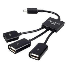 3 in 1 Micro USB OTG Adapter Cable, Male to Dual USB 2.0 Female Ports, Compatible with Android Smartphones and Tablets