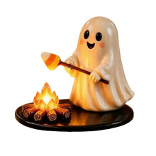 Juego de 3 figuras de resina para decoración de mesa de Halloween, fantasmas luminosos para dormitorio y salón