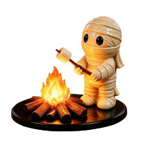 Juego de 3 figuras de resina fantasma de fogata, luz nocturna decorativa para mesa, decoración espeluznante para hogar y fiestas de Halloween