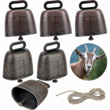 6-delige koeienbellen voor schapen en geiten, koperen en bronzen weidebellen voor veestapelbewaking en diefstalpreventie