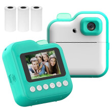 Cámara infantil Q6 de 48 MP con impresora térmica, pantalla de 2,4 pulgadas, doble color verde y rosa, impresión instantánea de fotos para niños