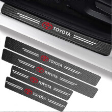 4 Car Door Sill Protector Film, Carbon Fiber Door Step Protector Sticker, Scratch Resistant Threshold Guard Trim
