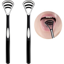 Reusable Stainless Steel Tongue Scraper for Oral Care, Travel Case Included, Helps Reduce Bad Breath, 2 Pack