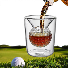 Verre à whisky avec base en forme de balle de golf, cadeau original pour golfeurs et amateurs de whisky, design en cristal transparent durable