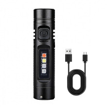 Torcia ricaricabile in lega di alluminio per campeggio ed escursionismo, 500 lumen, design compatto nero
