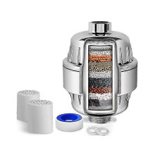 Douchewaterfilter met 25 filterlagen voor douchekop, verwijdert chloor, fluoride en zware metalen, verzacht water voor comfortabel baden thuis